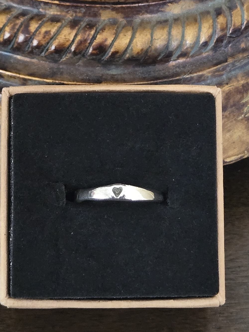 Delicate Stamped Heart .925 Sterling Silver Custom Ring Size 5.5